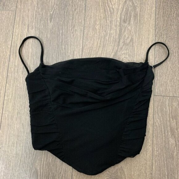 White Fox Boutique Corset Top Cropped Bustier Draped Black Whimsygoth Size XS - Picture 2 of 16